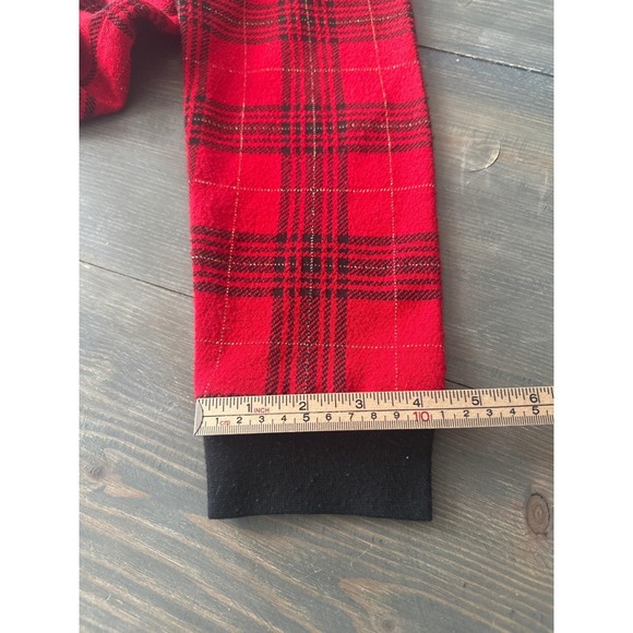 VTG Cathy Daniels Red Black Plaid Gold Accent Button Cardigan Sweater Women L - Picture 11 of 11